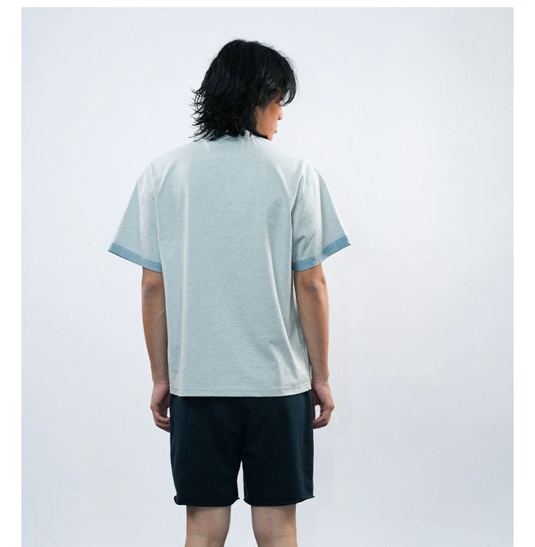 O3PARK Retro Sports and Leisure Contrasting Color Tee