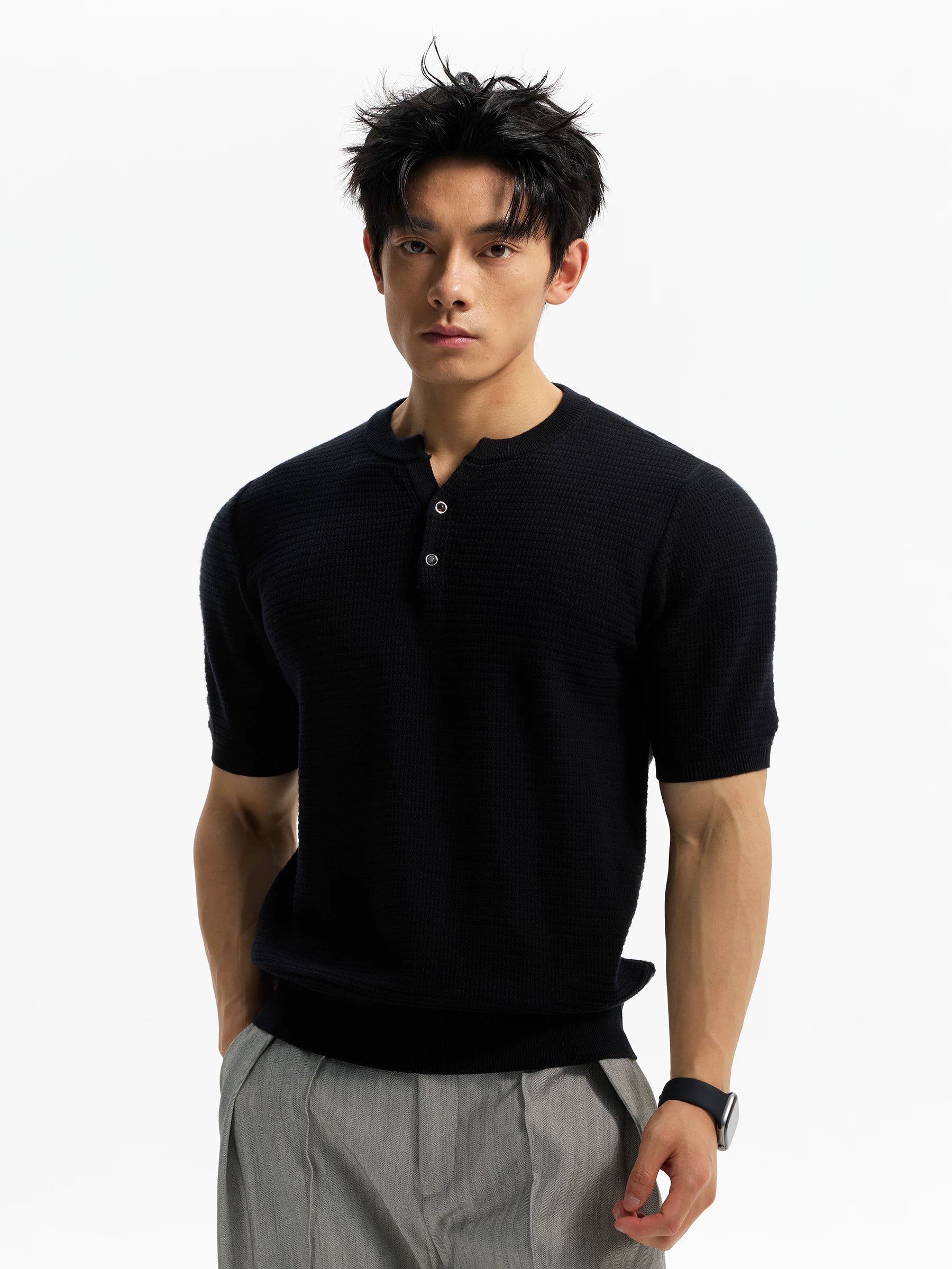DAY NY Vintage Casual V-neck Front Shoulder Tee