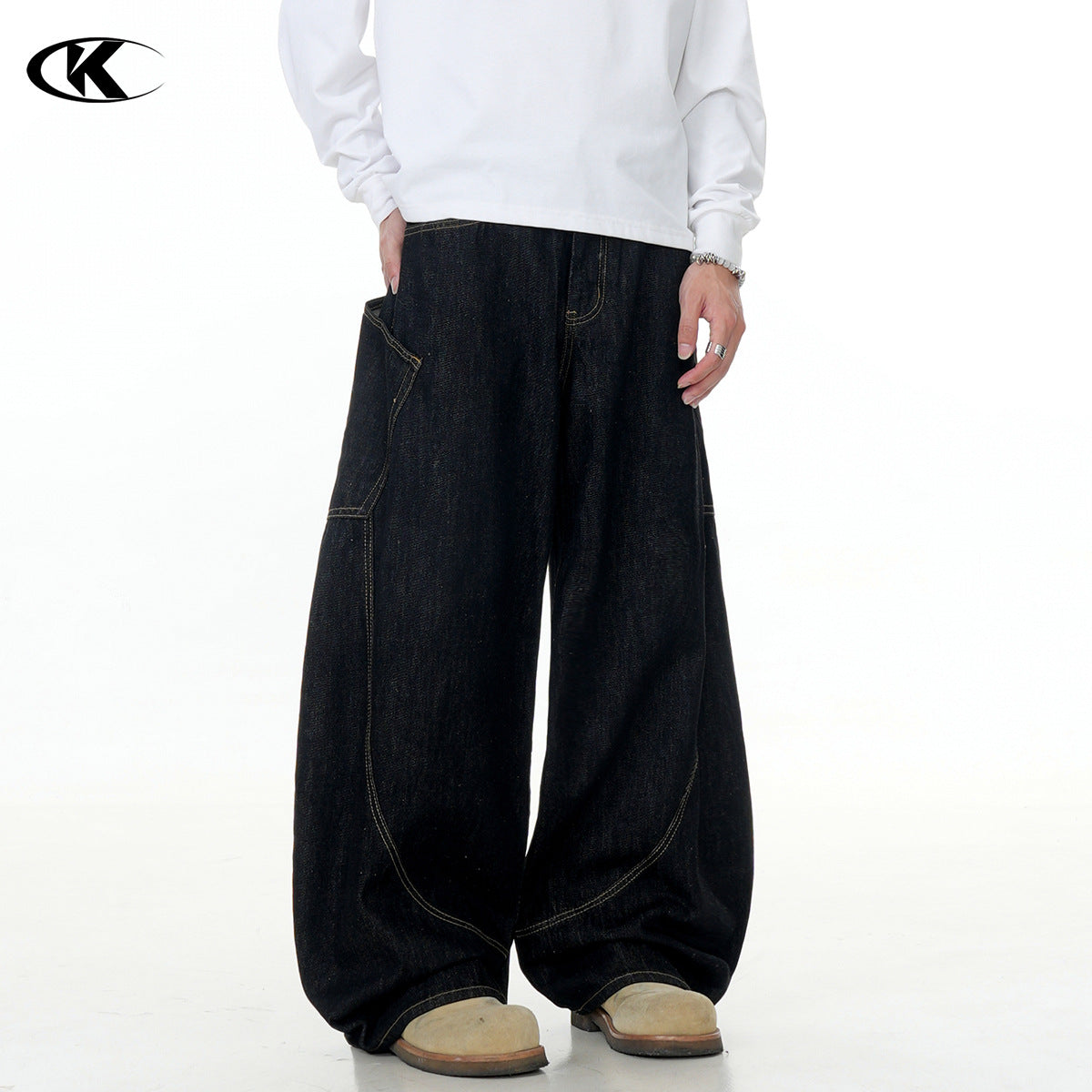 11KN High Street Large Pocket Letter Embroidered Jeans