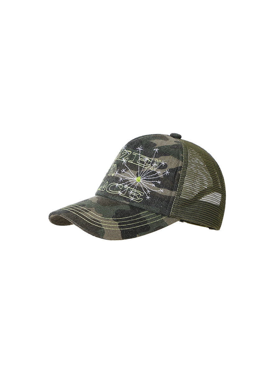 CONP 24SS "Scattered Dandelions" Hand Thread Embroidery Camouflage Truck Cap