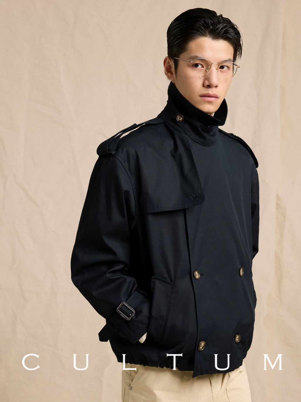 CULTUM Double-breasted Lapel Short Jacket