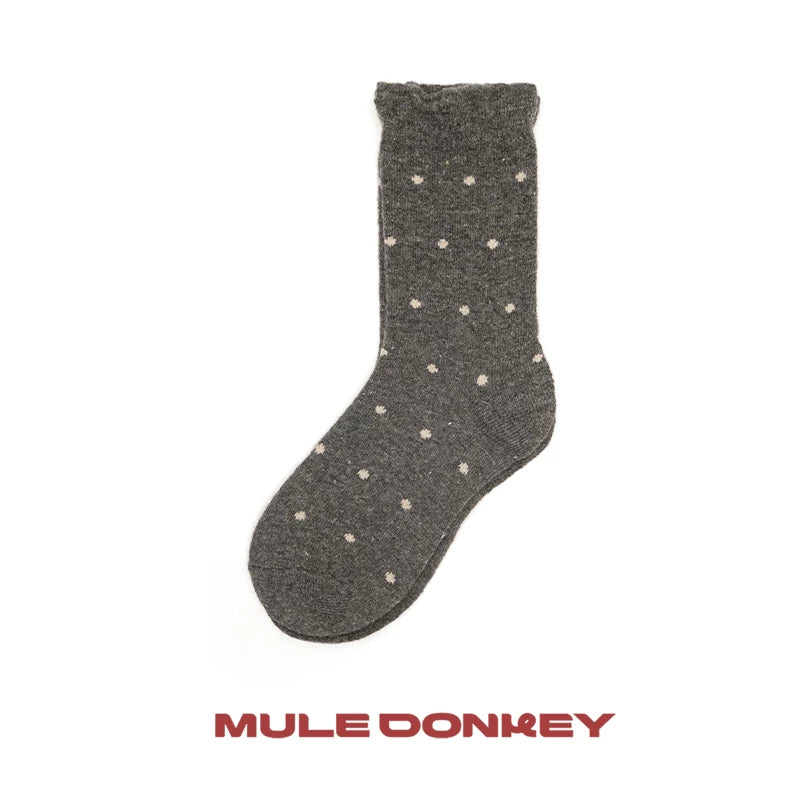 Mule Donkey Polka Dot Medium Tube Wool Stacking Socks