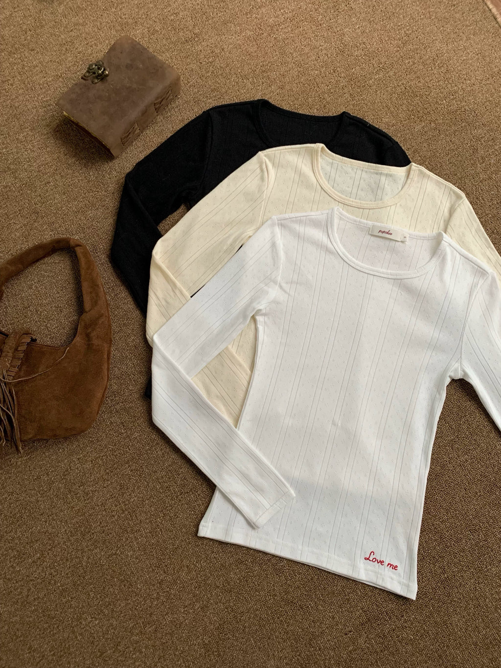 Popchee Embroidery Jacquard Loose Long Sleeves