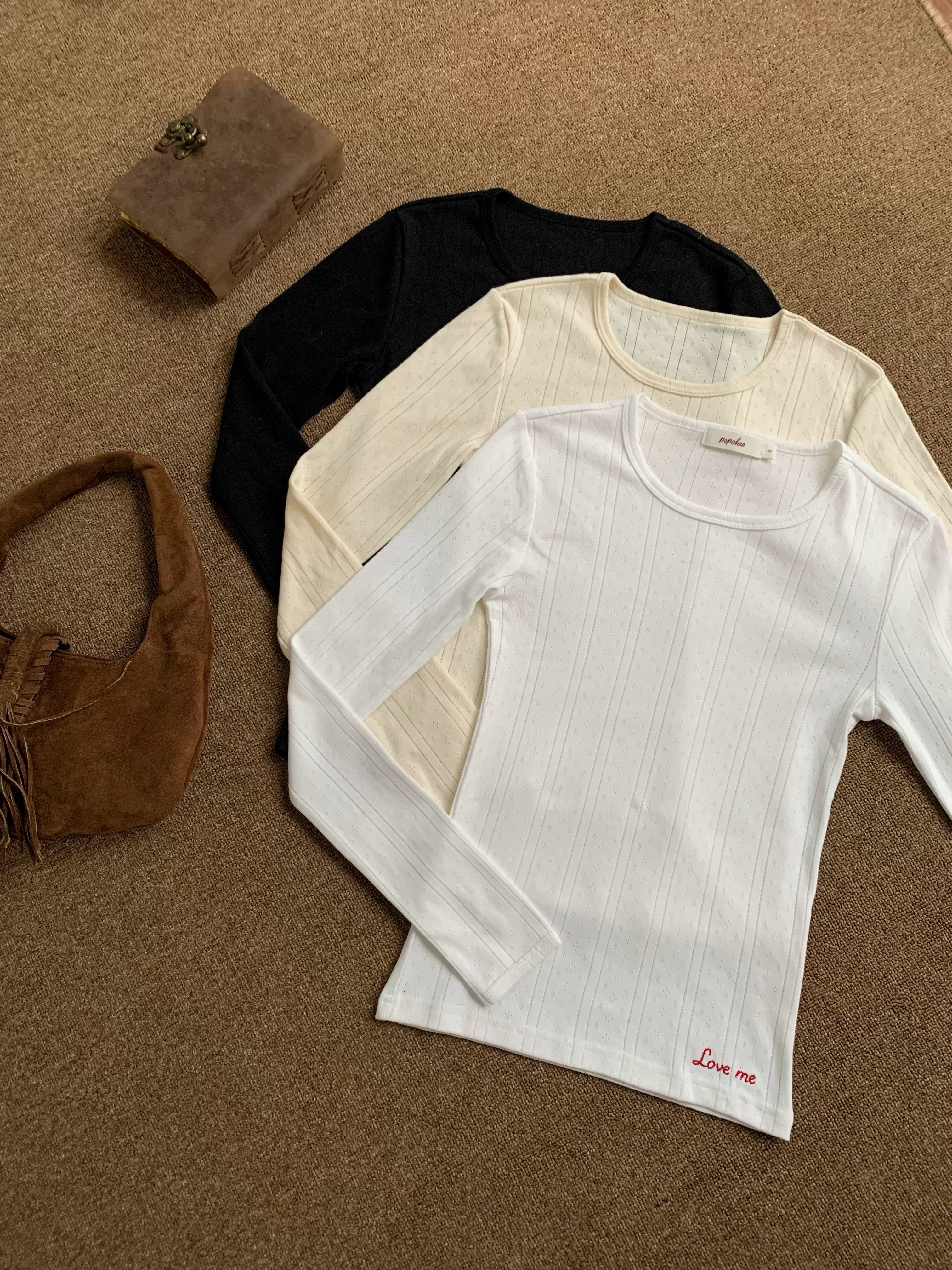 Popchee Embroidery Jacquard Loose Long Sleeves