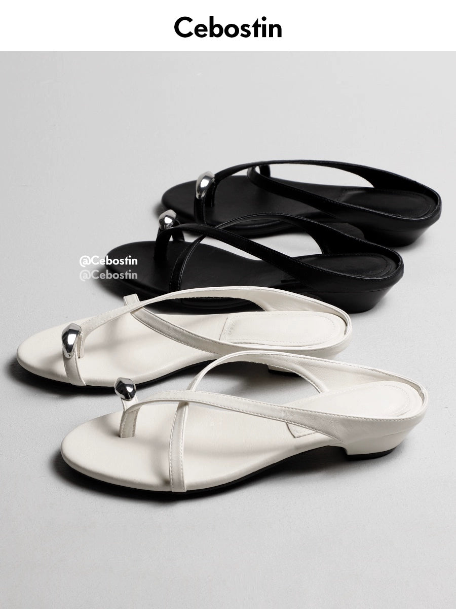 Cebostin Metal Buckle Toe Versatile Sandals