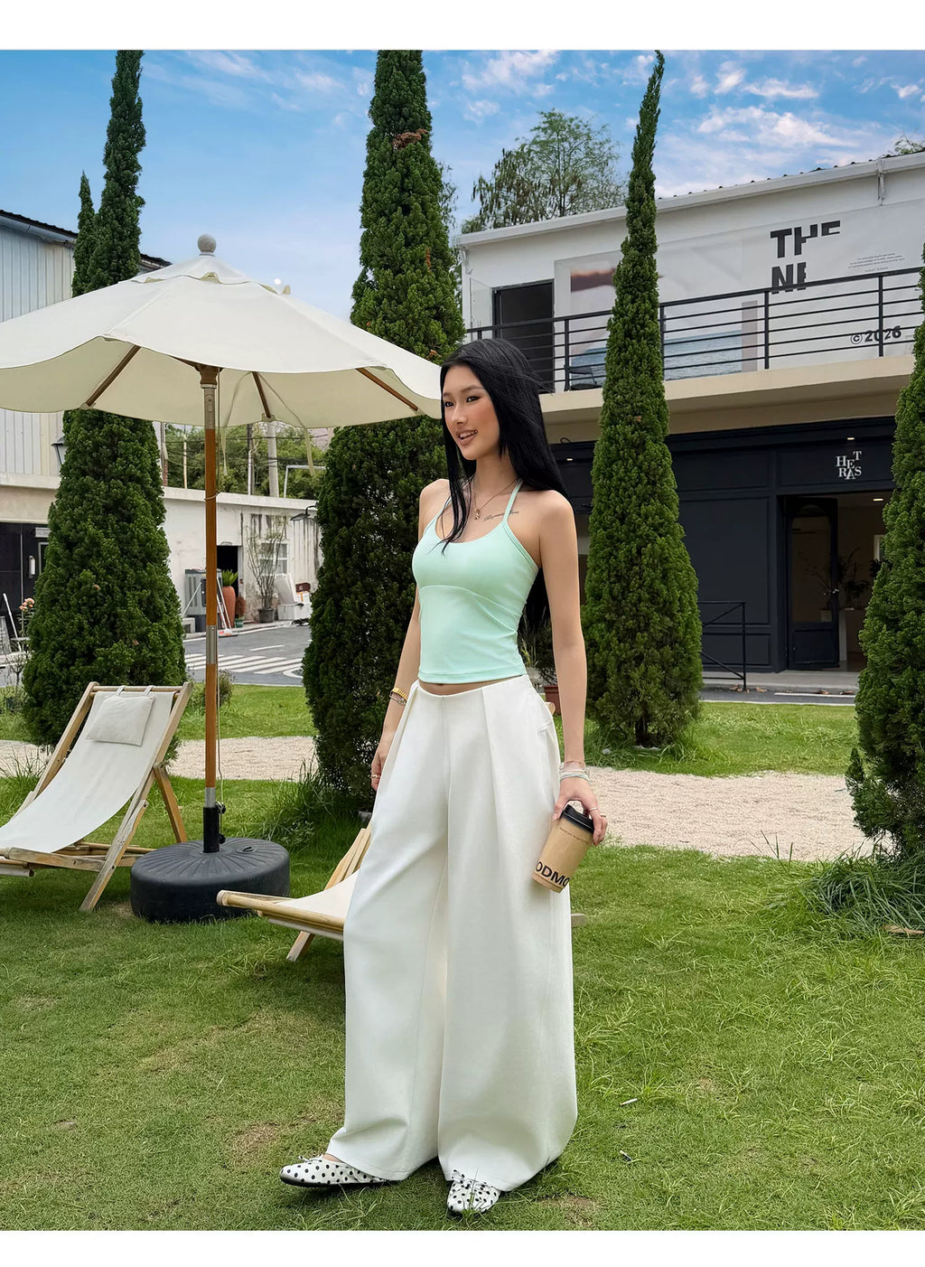 Audwyn Skinny Pleated Wide Leg Pants