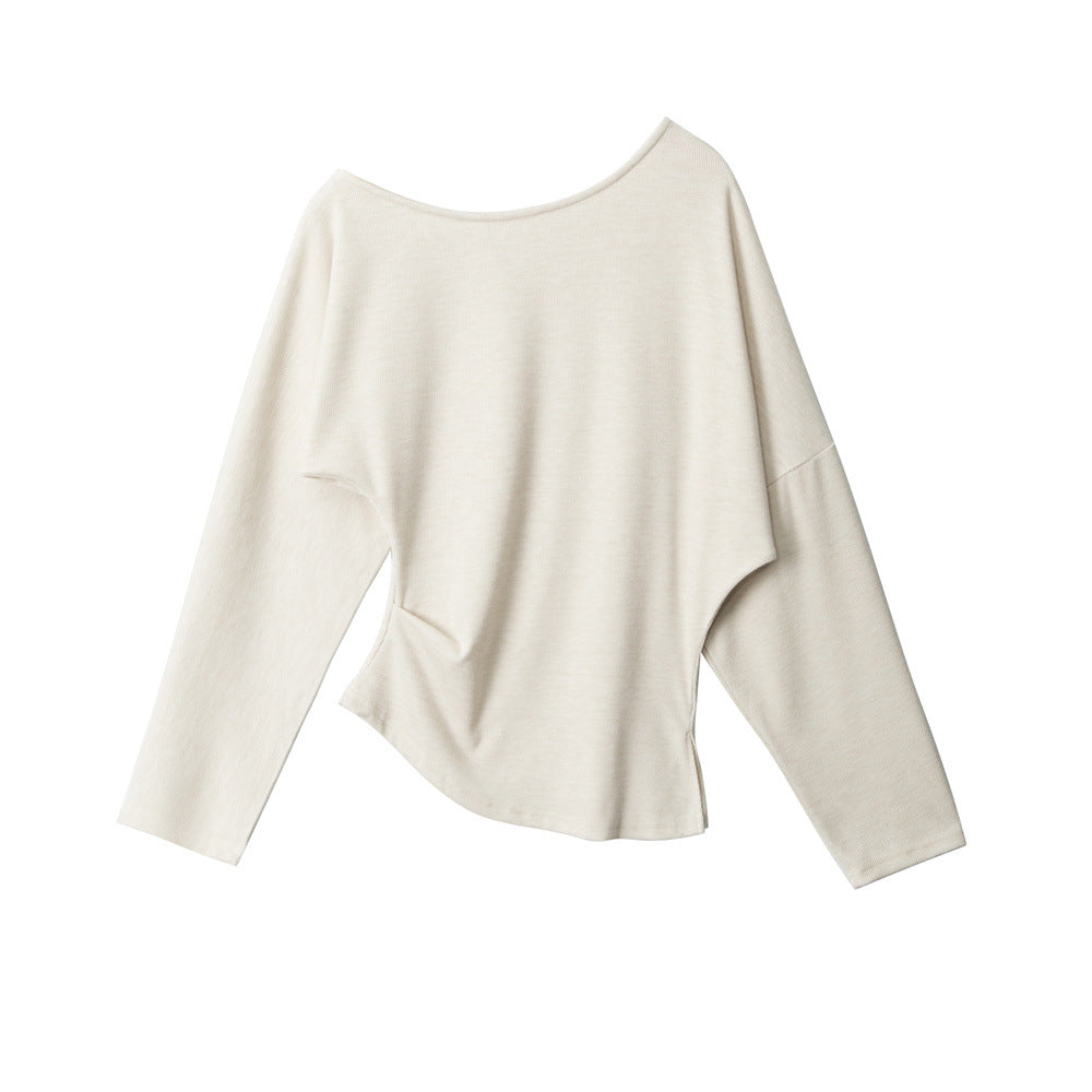 Nariele Irregular Diagonal Collar Waist Long Sleeves