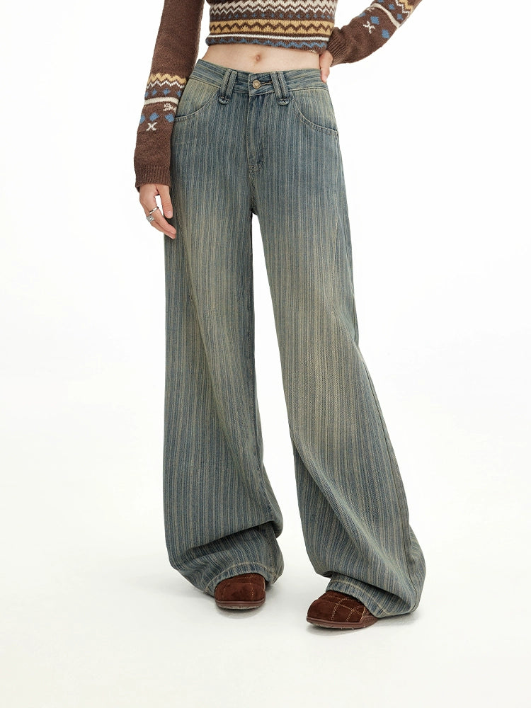UNIFREE Wide-leg Striped Jeans