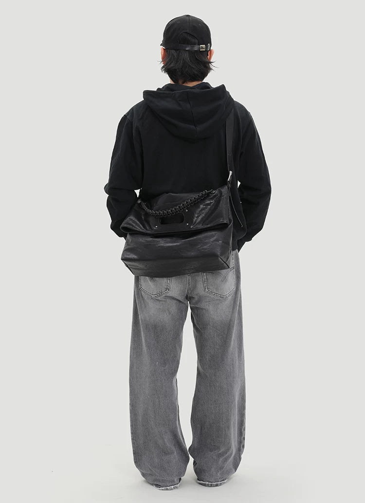 KoniKoni Leather Crossbody Large Capacity Tote Bag