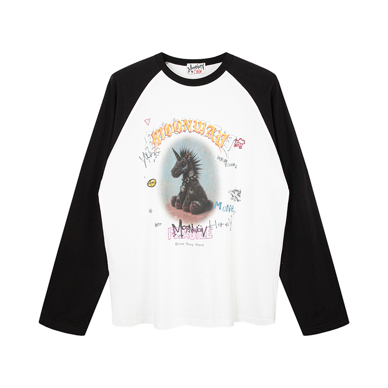 MOONWAV Unicorn Print Shoulder Sleeve Long Sleeve