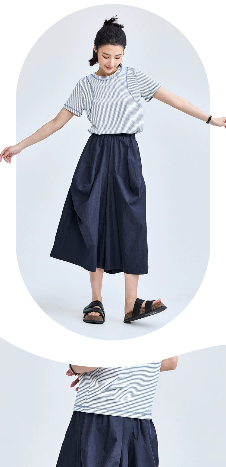 Giordano Bud Elastic Waist Seven-Point Wide Leg Pants