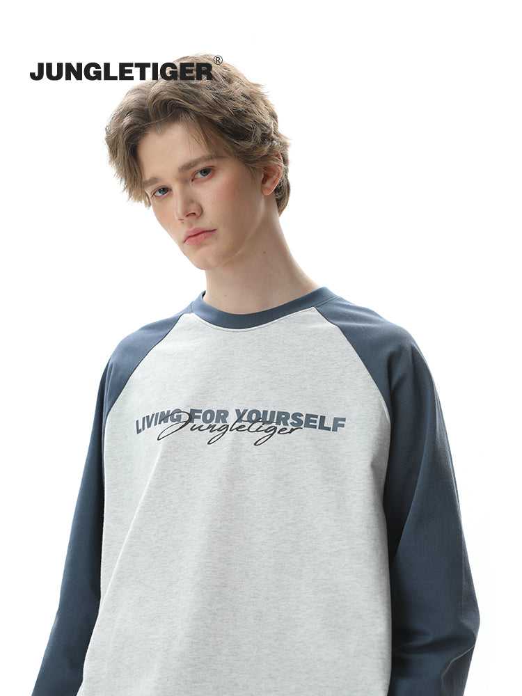 Jungle Tiger Alphabet Shoulder 100% Cotton Long Sleeve Tee