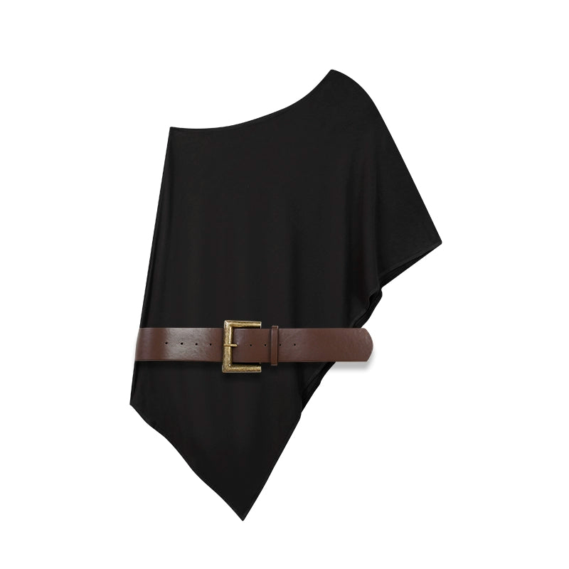 Zero Slanted Shoulder Loose and Thin Irregular Tee