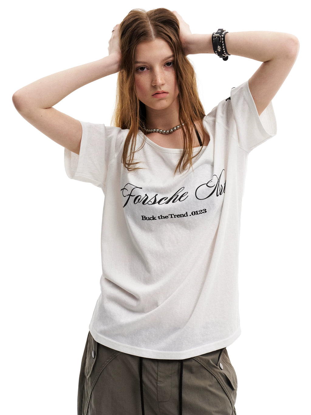 0123Start Slanted Shoulder Loose Lazy Tee