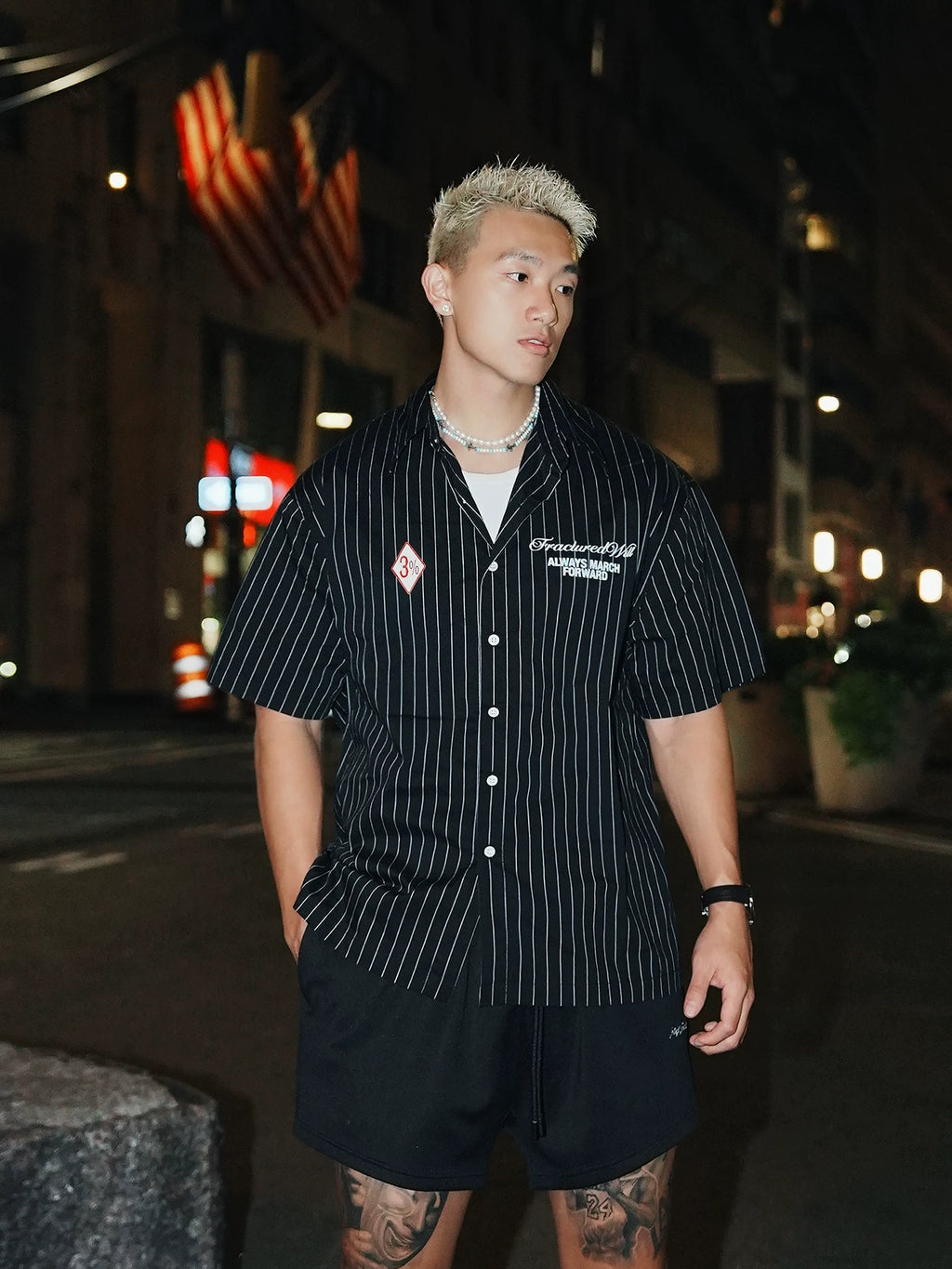 OOTC Vintage Vertical Striped Short Sleeve Shirt