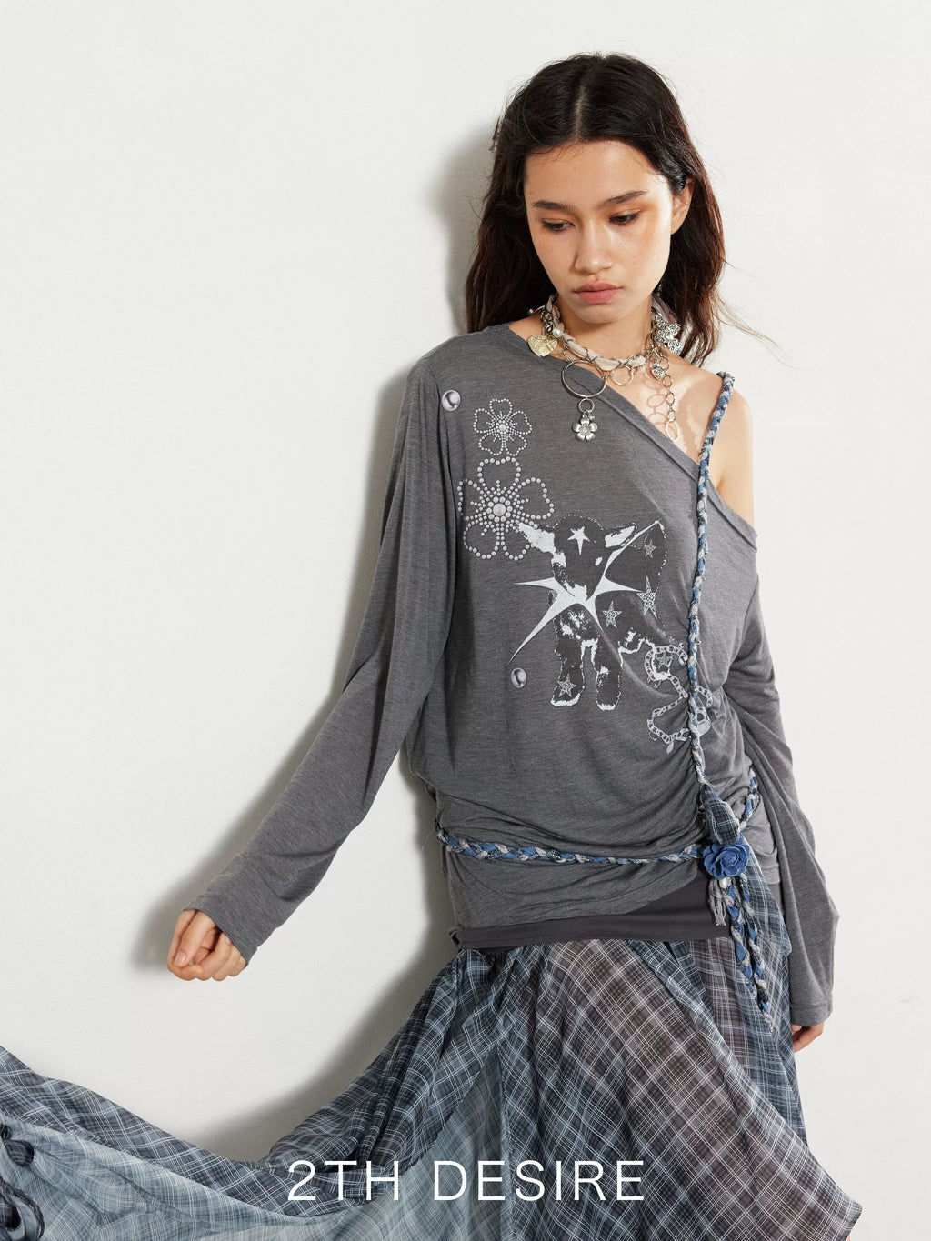 2th Desire Splicing Cross Flower Waist Chain Necklace