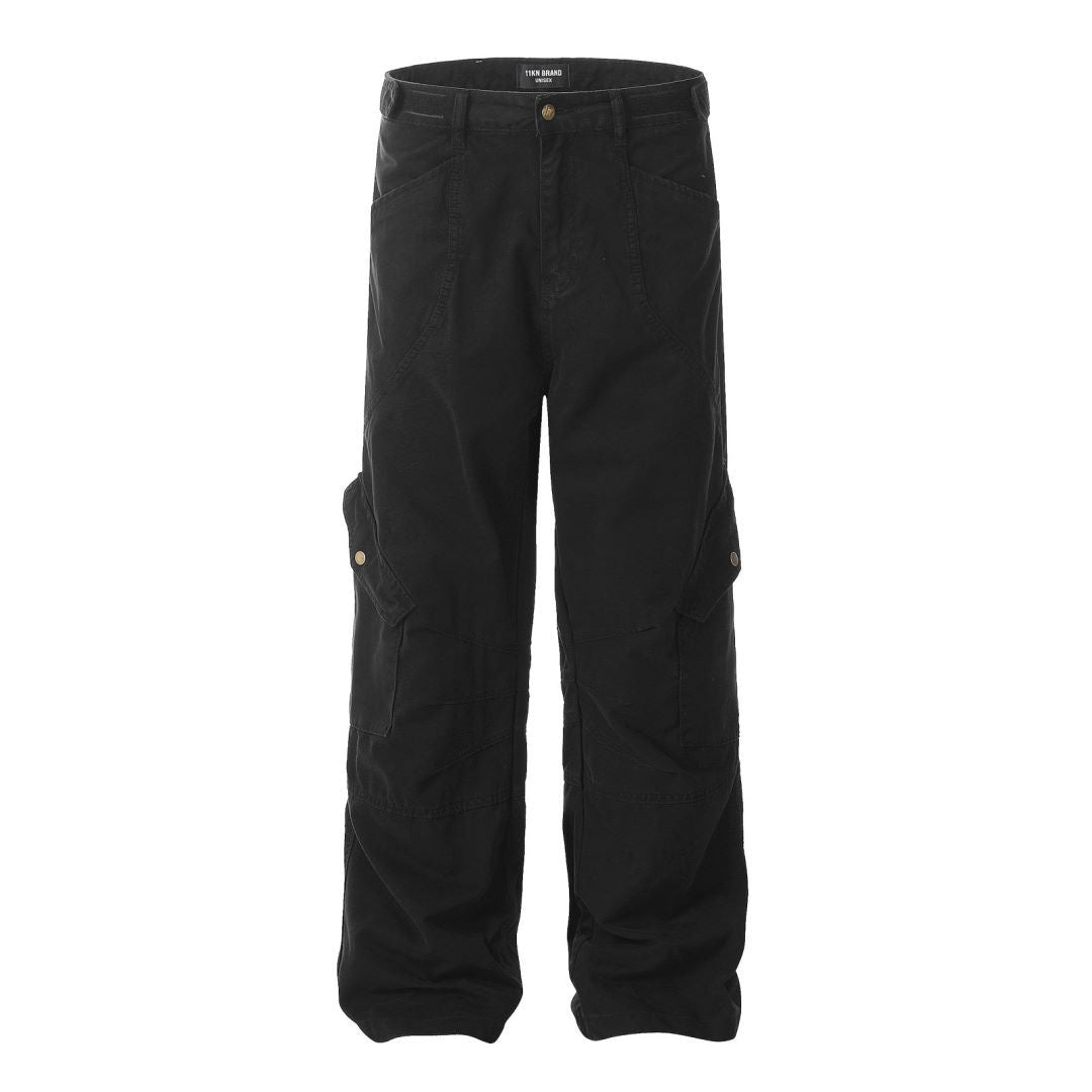11KN Large Pocket Retro Straight Casual Trousers