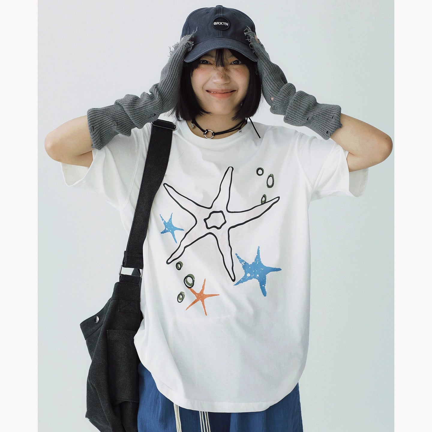 STILLYOU Fun Graffiti Starfish Print Tee