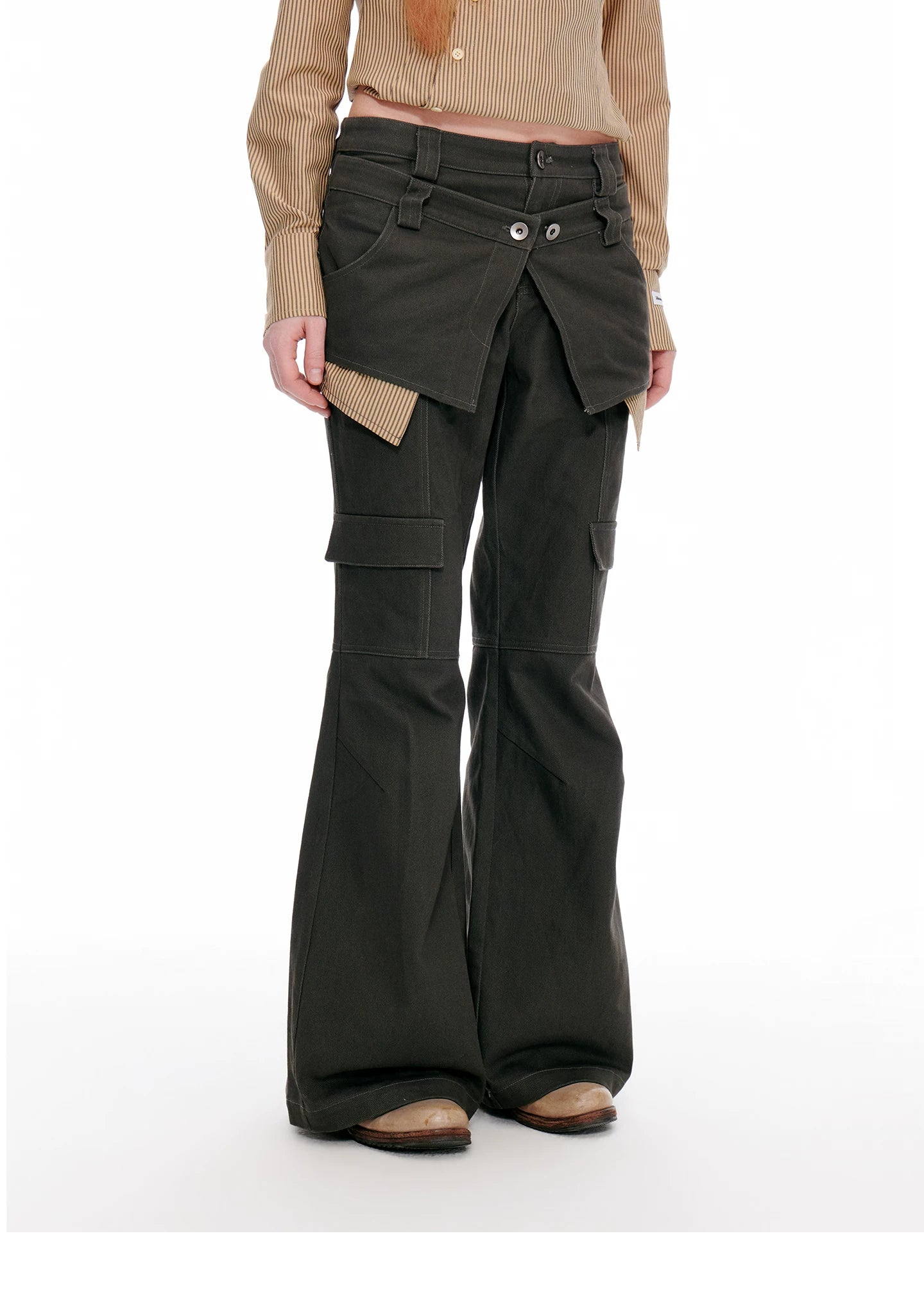 JIKOO Contrasting Splicing Striped Pants