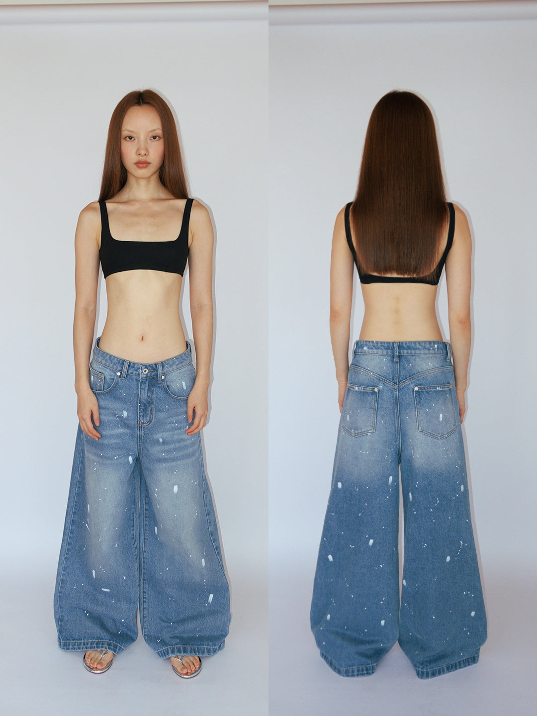 FUNKYFUN Irregular Ink Splashing Jeans