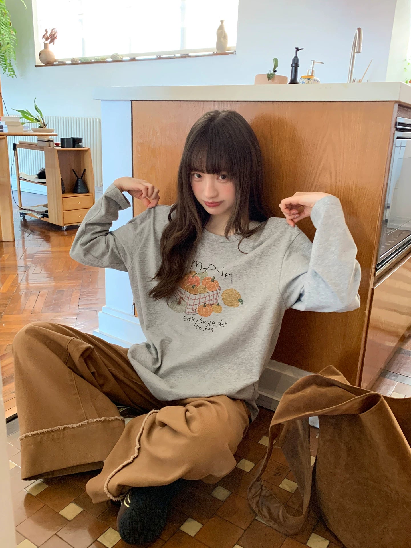 KANO Slack Pumpkin Print Loose Long Sleeves