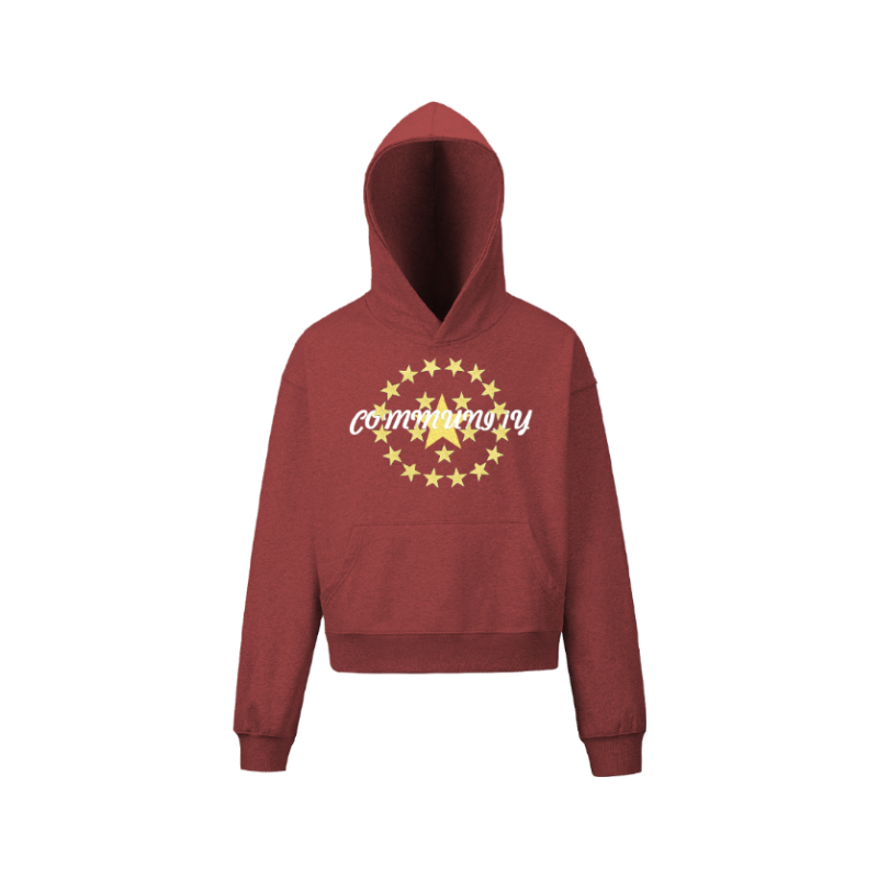 KONOOT Pentagram Print Short and Wide Cut Hooded Sweater