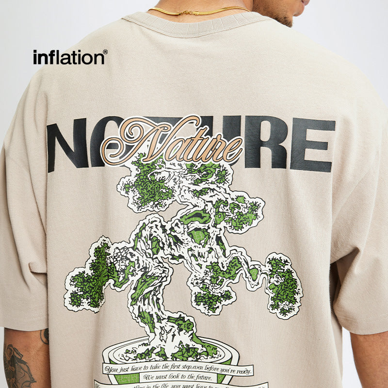 INF 250G retro green plant Heavy 100% Cotton Tee