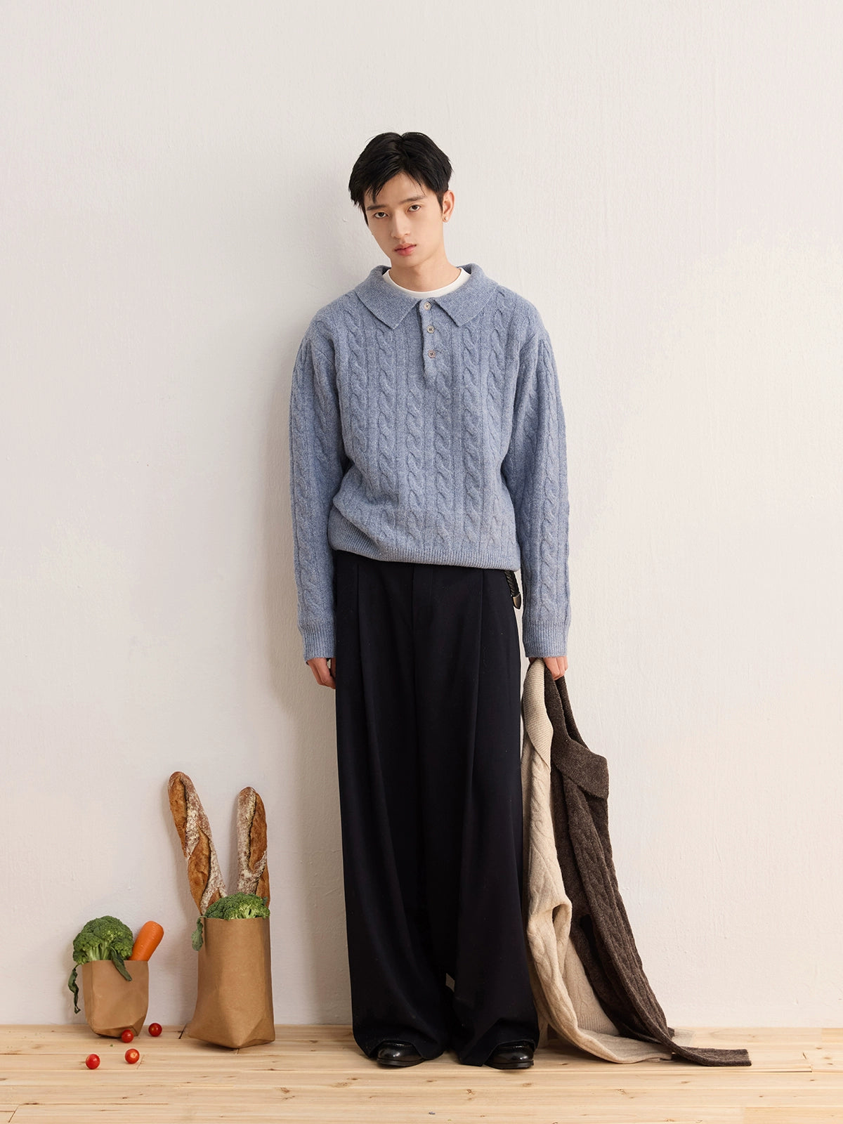 CARPEM Japanese Retro POLO Loose Short Sweater