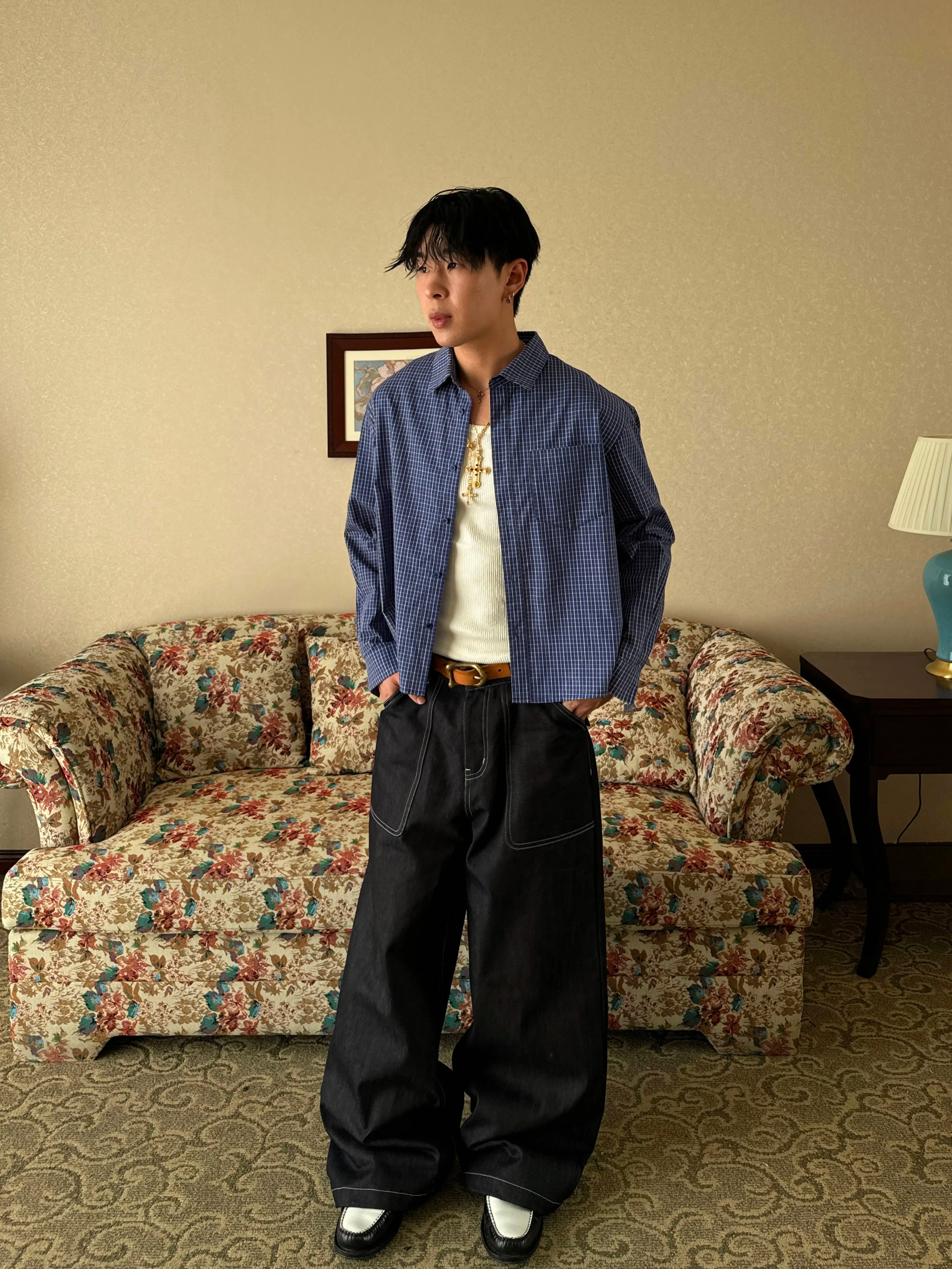 InsGale Lazy Casual Loose Checked Long Sleeve Shirt