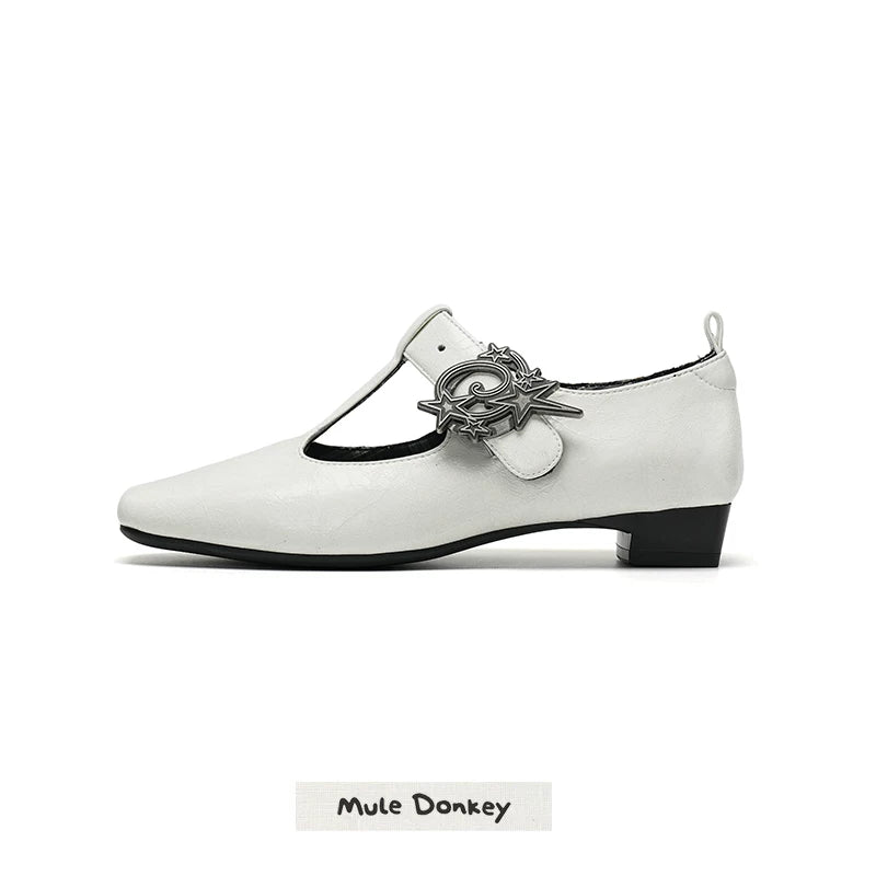 Donkey Thick Heel Square Head Light Mouth Single Shoes