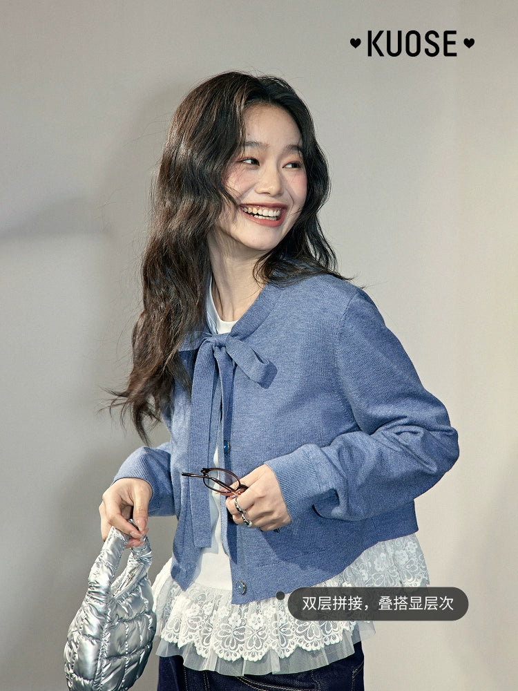 Kuose Lace Mesh Splicing Tee