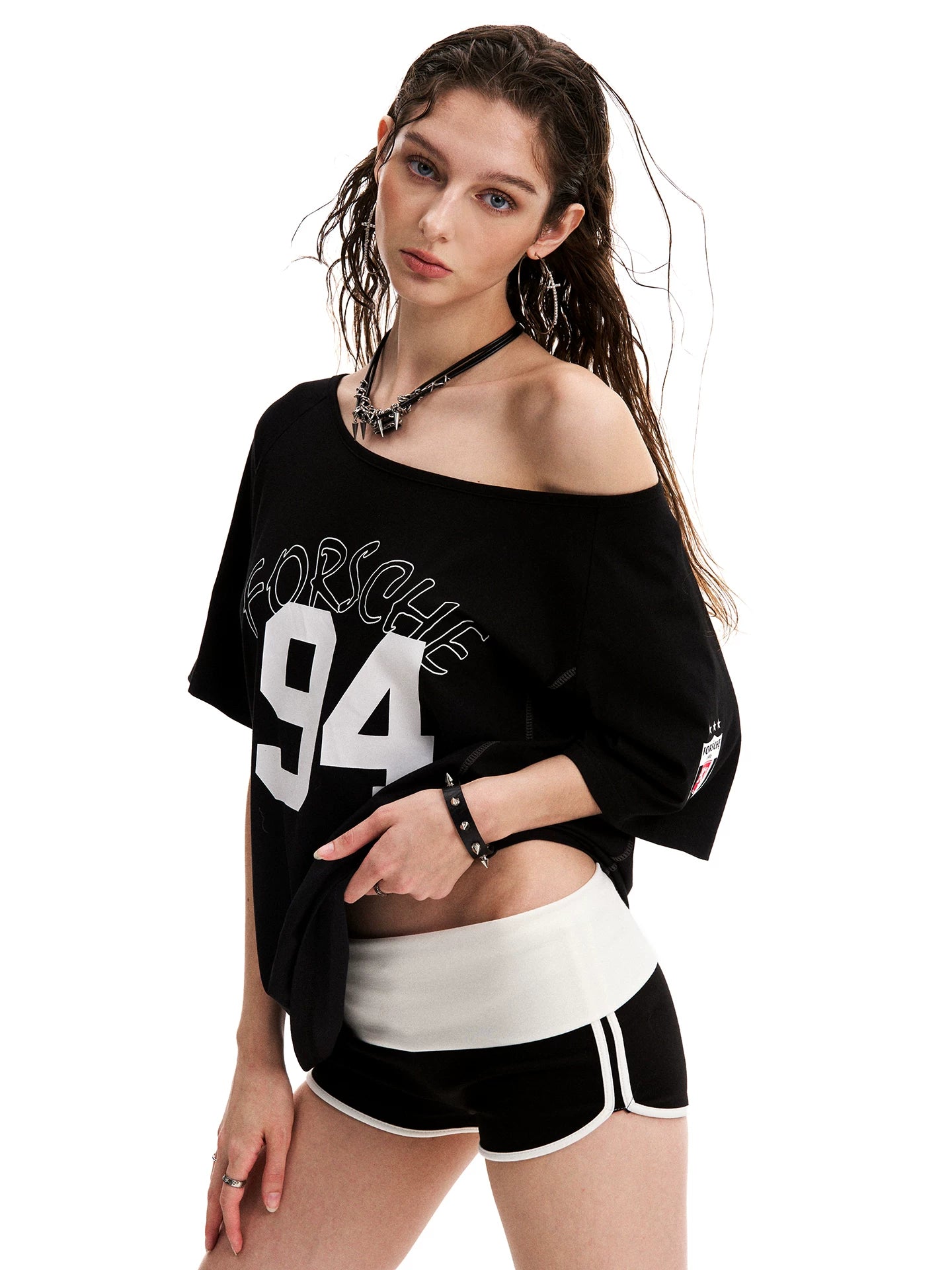 0123Start Sloping Shoulder Loose Motion Tee