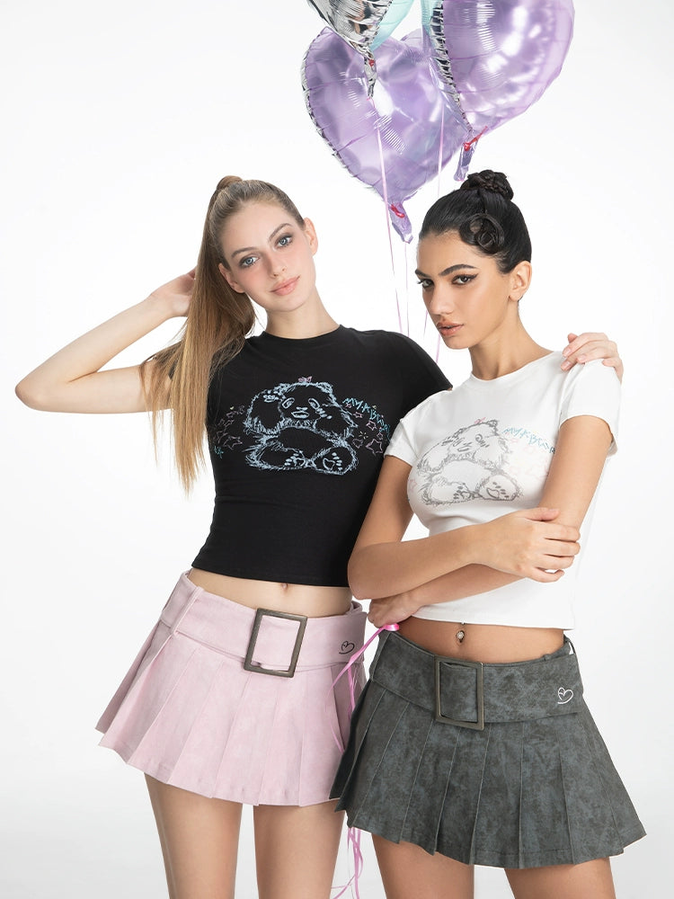 ABMY Wide Belt A Pleated Skirt