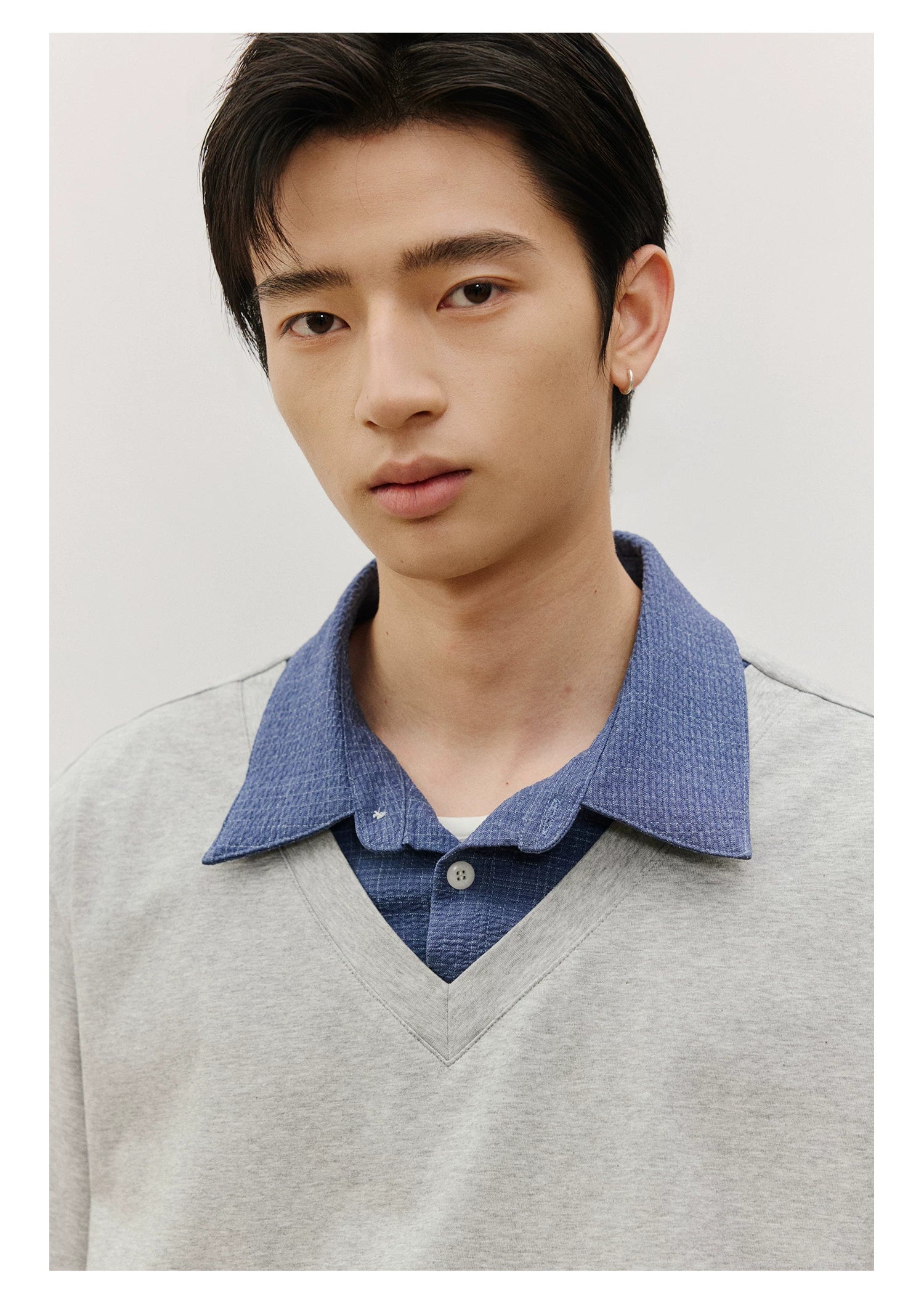 LR Cool Contrasting False Two-piece Tee