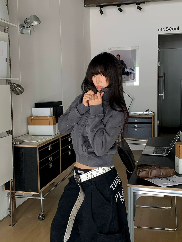 EAHO Retro Rivet Splash Cardigan Sweater