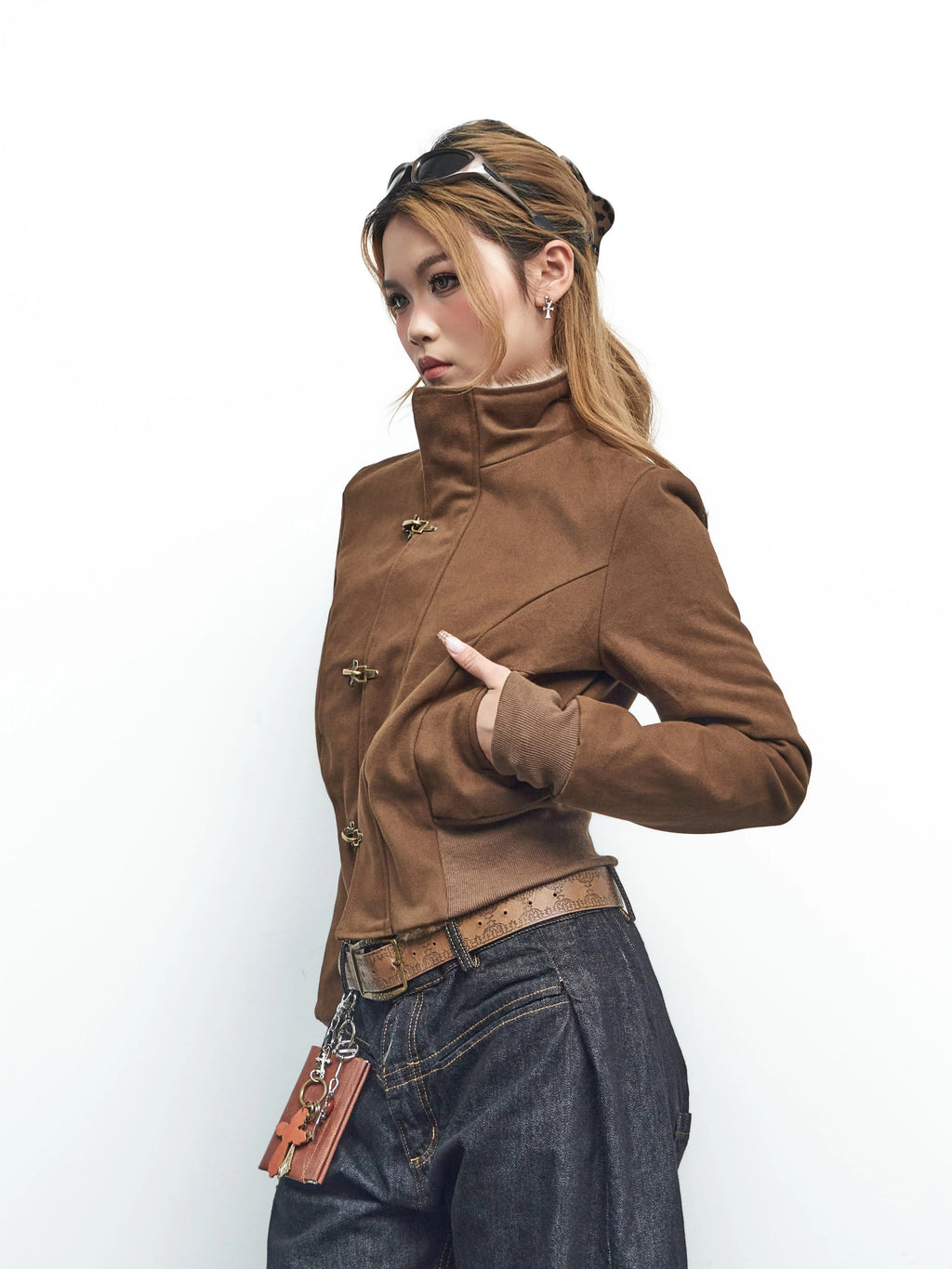 BF BORFEND Fur Collar Silm Short Jacket