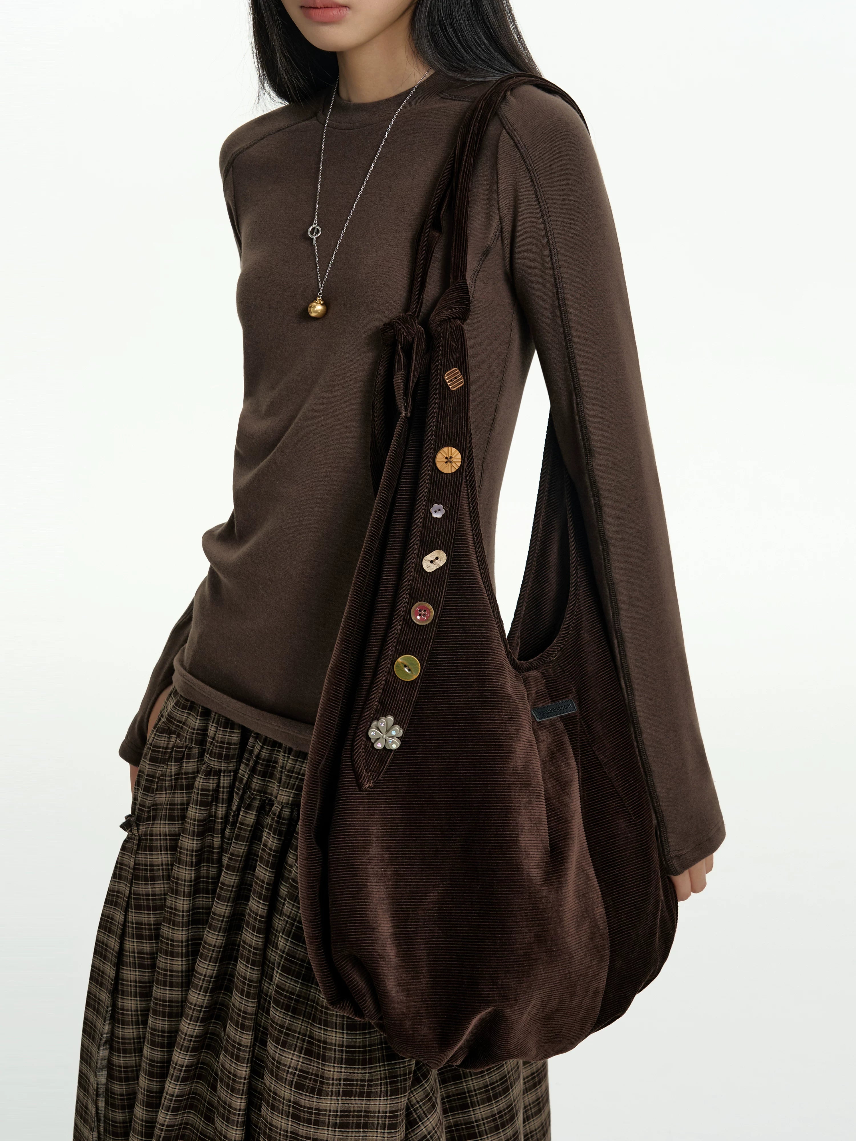 TGNS Vintage Corduroy Button Messenger Bag