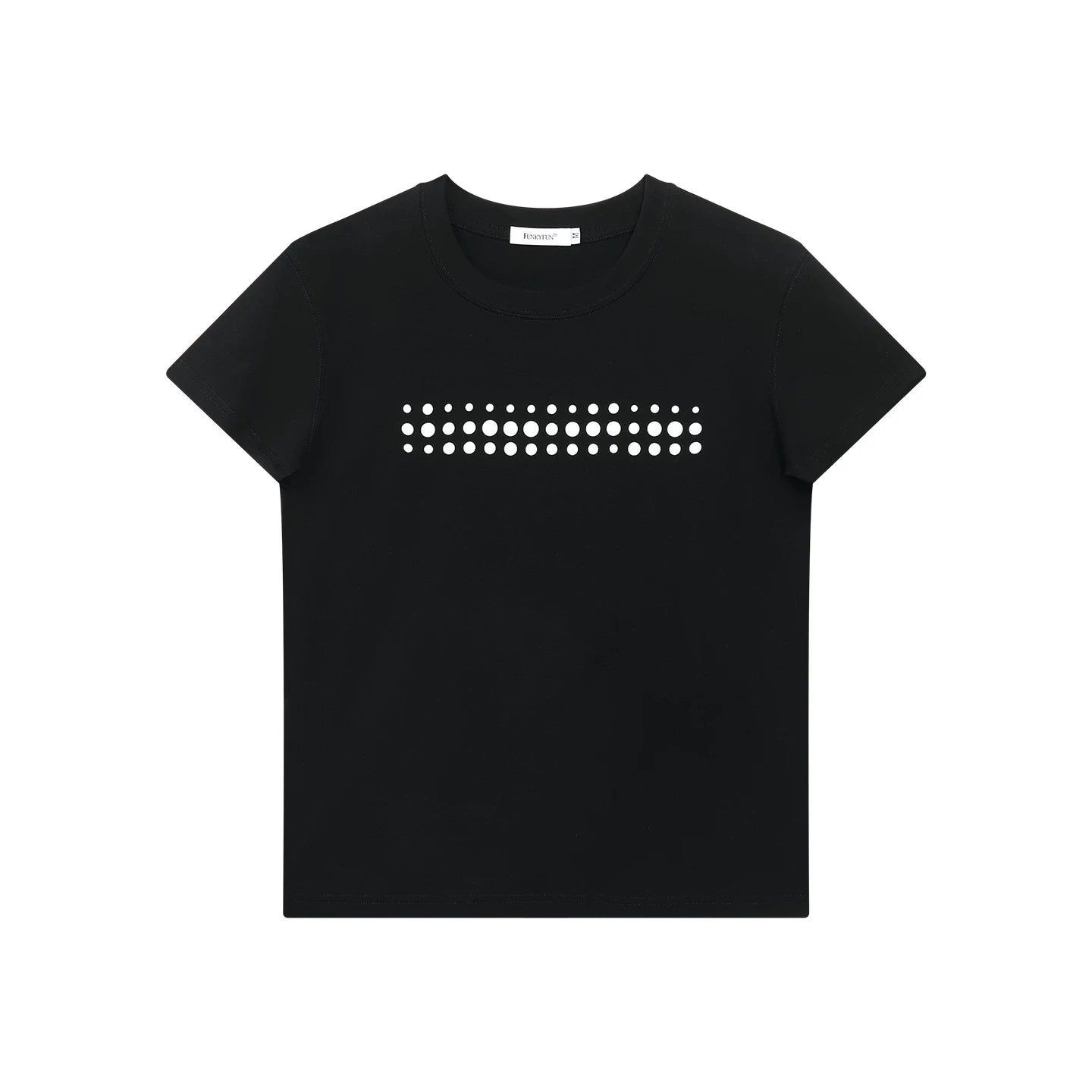 FUNKYFUN Irregular Polka Dot Print Front Shoulder Tee