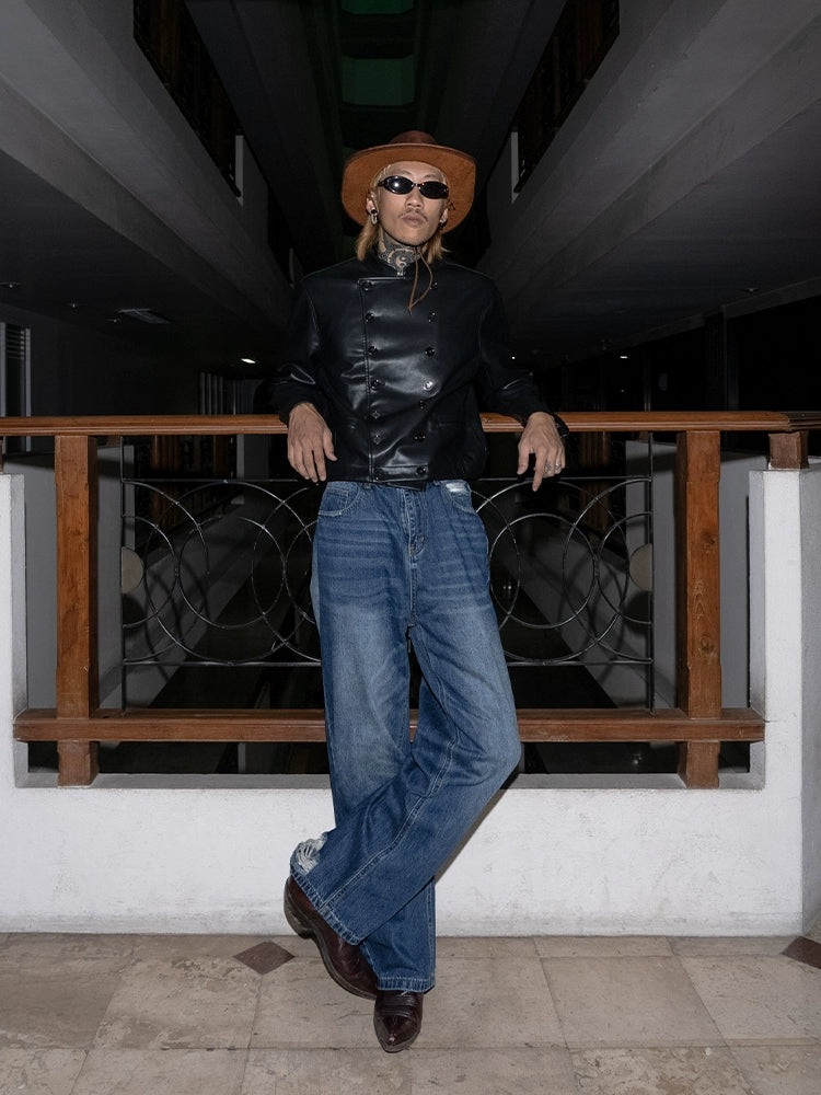 PUBLICRADIO Washed Wide-leg Jeans