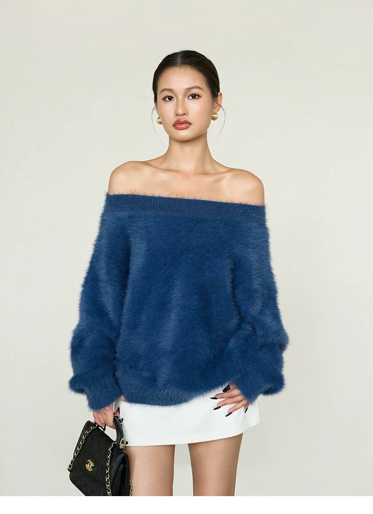Osph One-word Shoulder Lazy Loose Sweater