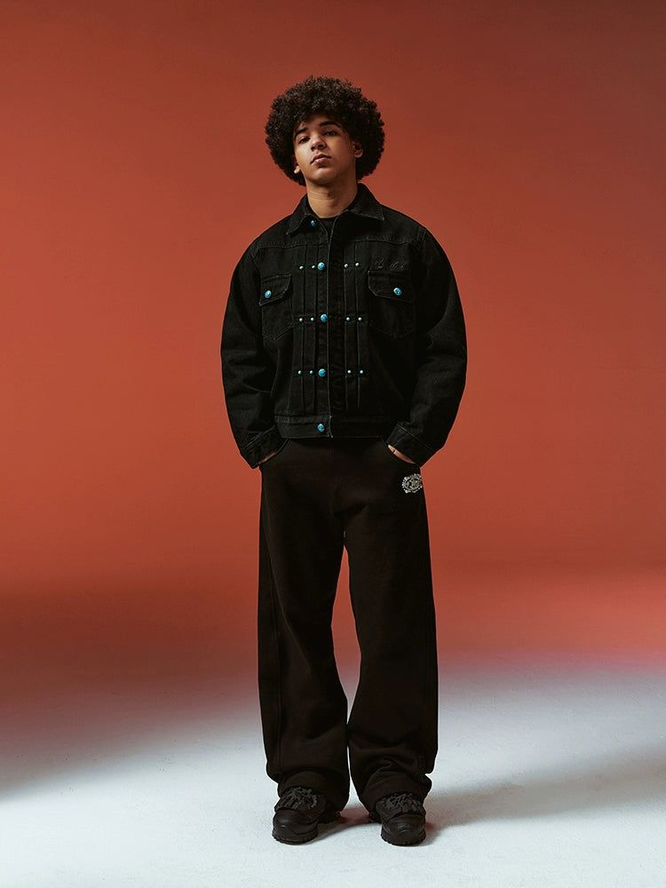 YADcrew turquoise Stones Denim Jacket