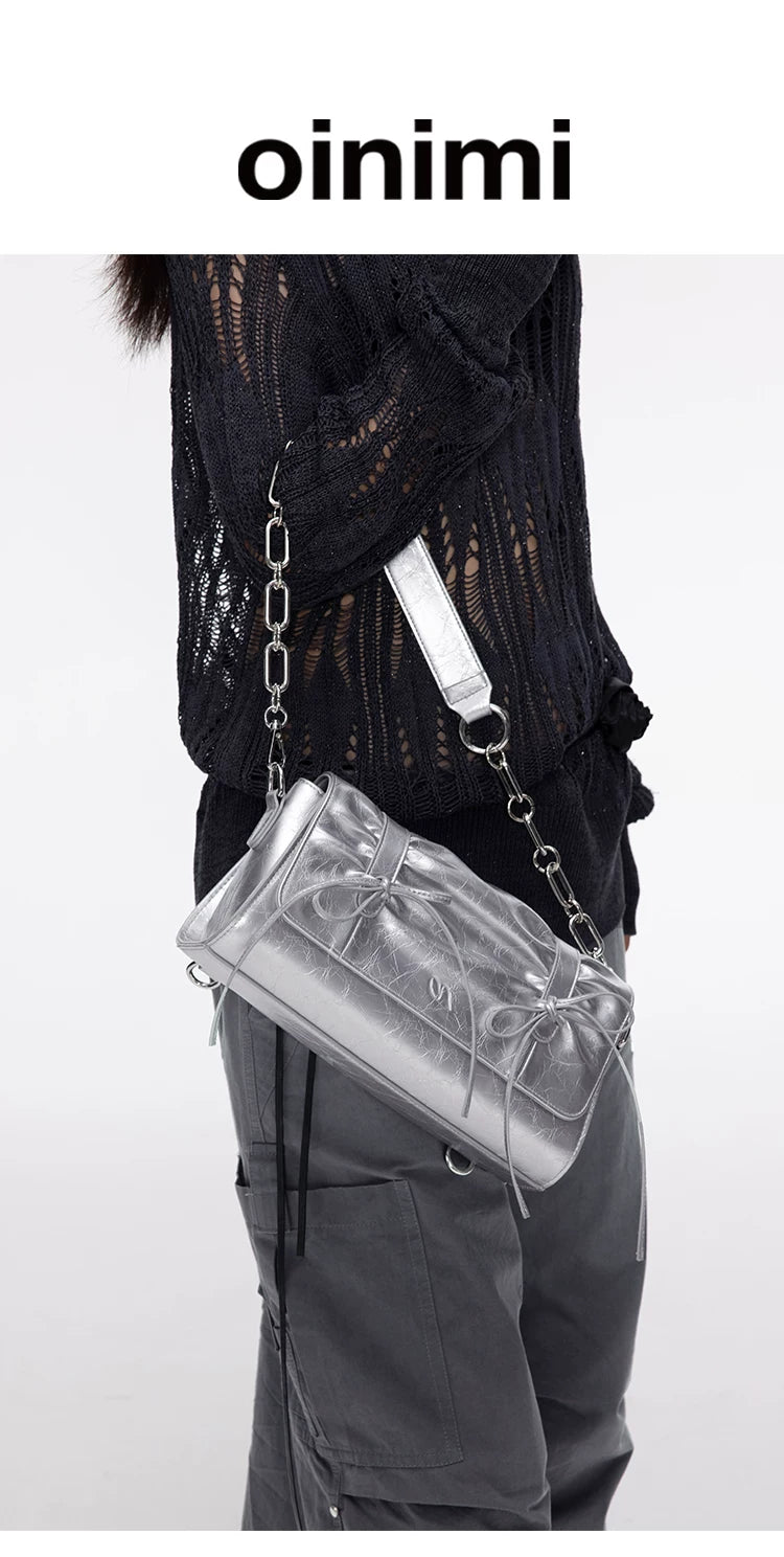 Oinimi Pleated Butterfly Rope Double Shoulder Underarm Oblique Span Bag