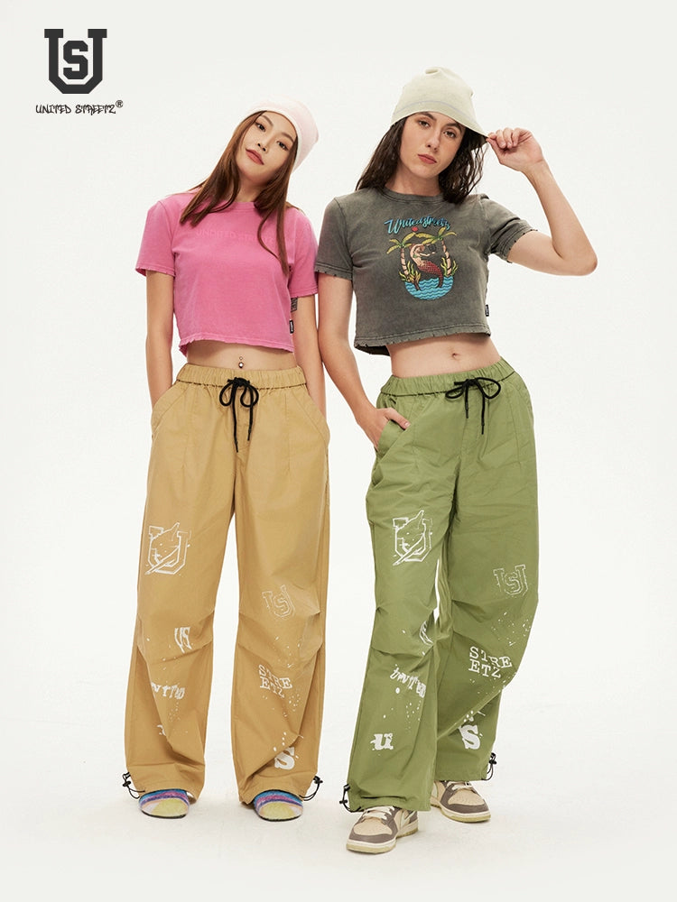 US Graffiti Loose Paratrooper Pants Casual Overalls