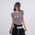 SAMUSAN Double-waisted Lace Contrasting Sports Slacks