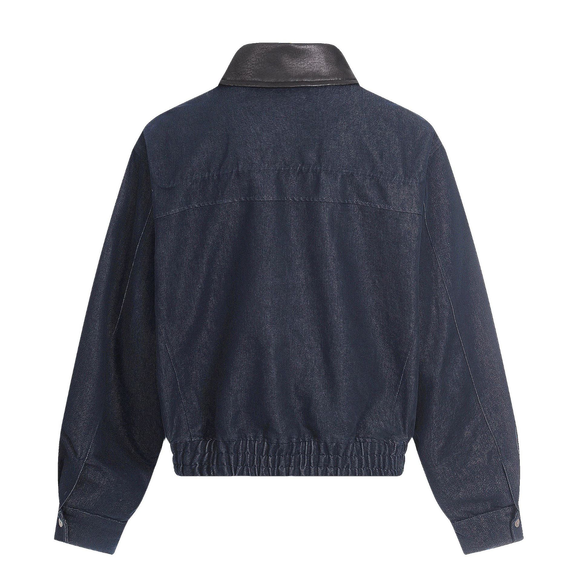 11KN Retro Spliced PU Leather Lapel Jacket