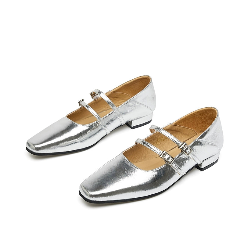 Mooreyu Square Head Retro Versatile Light Mouth Single Shoes