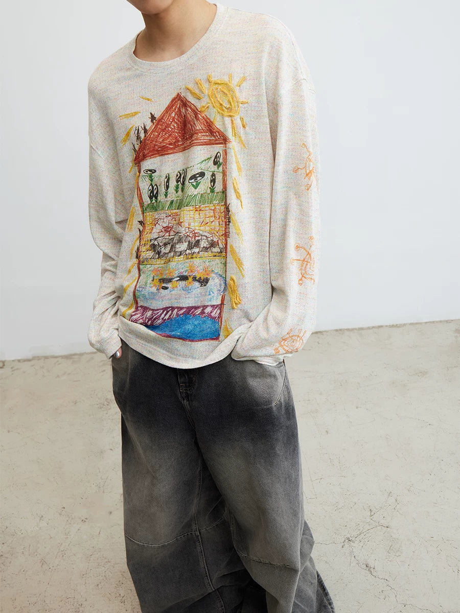 CONP Lead Graffiti Sun House Loose Long Sleeves