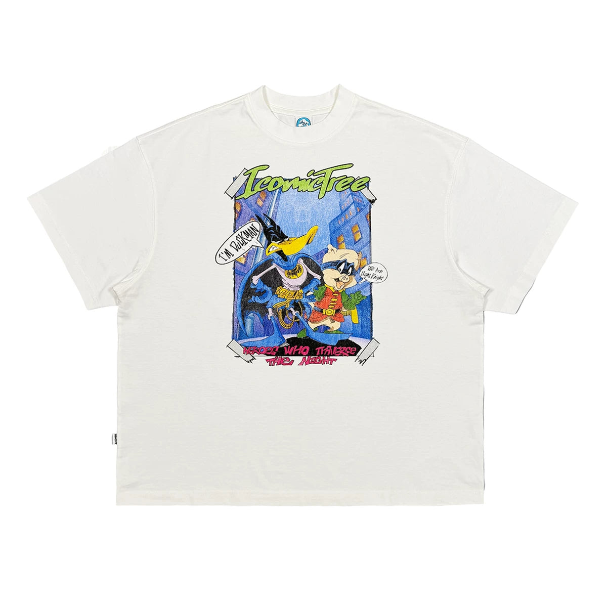 ComicTree Cartoon Print Crew Neck Casual Versatile Tee