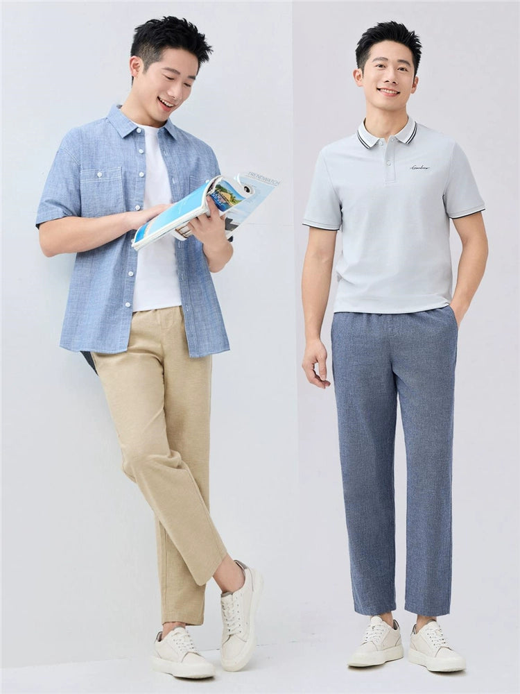 Giordano Breathable Cotton and Linen Casual Thin Nine-Point Pants