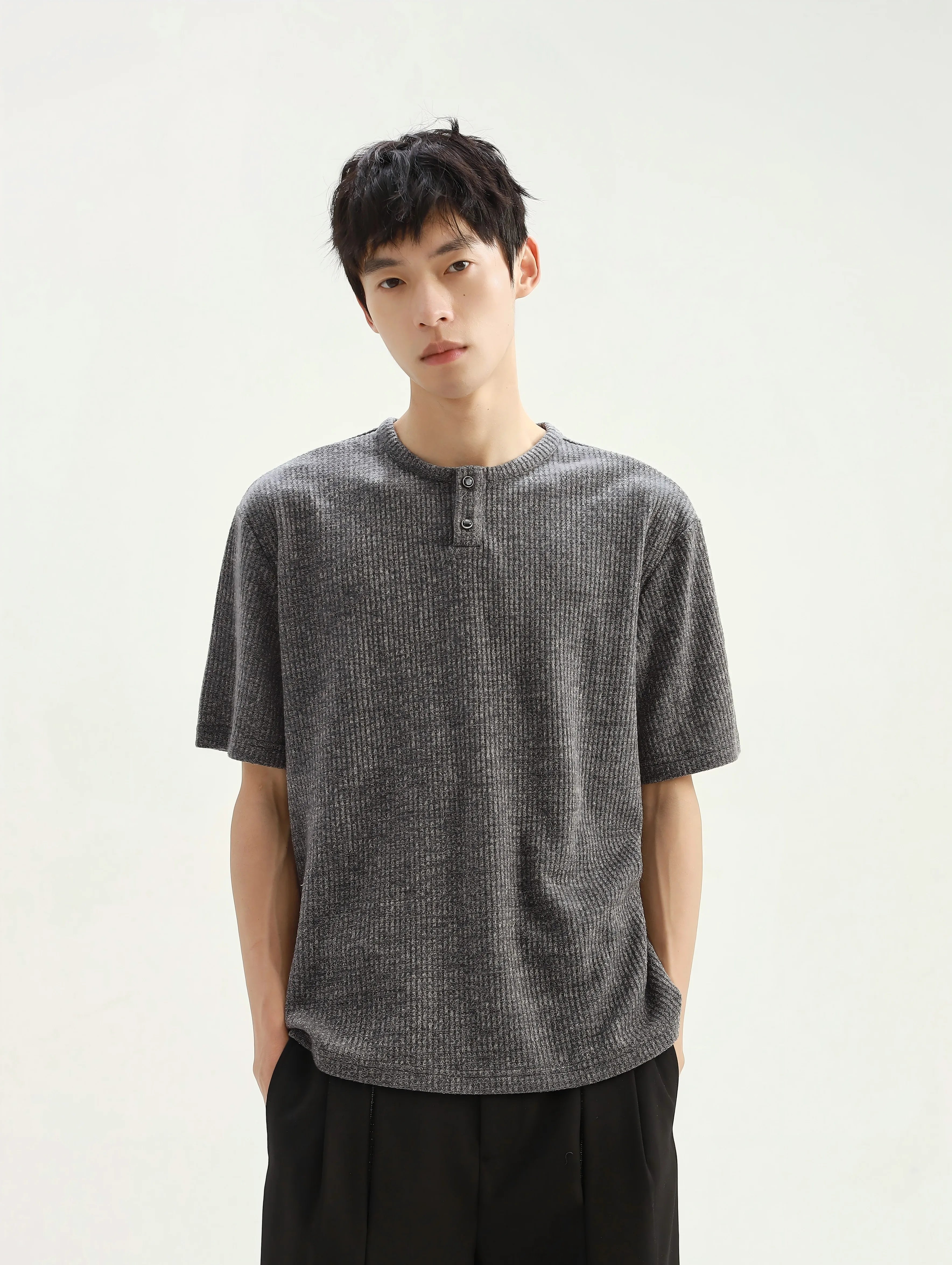 Stay the Night Romagna Henry Neck Loose Casual Simple T-Shirt
